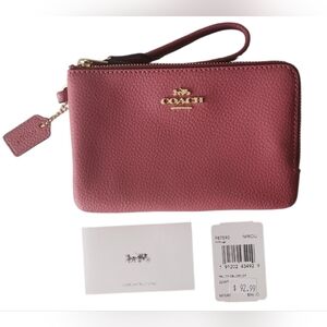 Coach Double Corner Zip Wristlet in Rouge